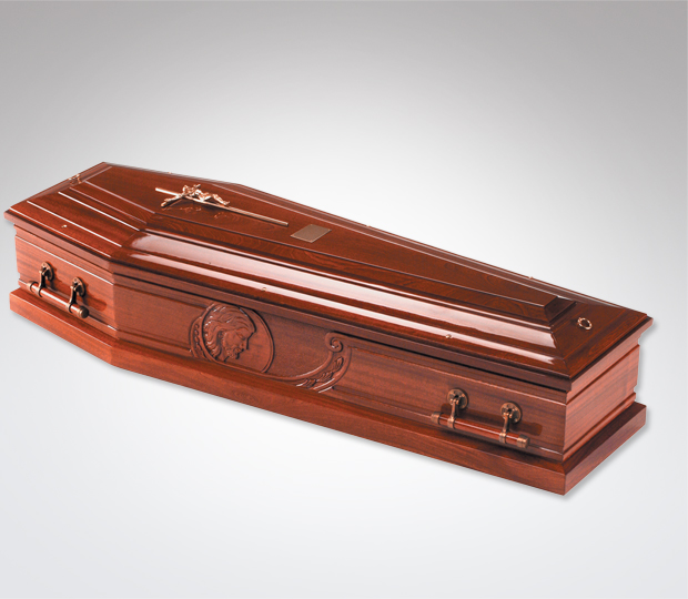 Head of Christ Mahogany Coffin